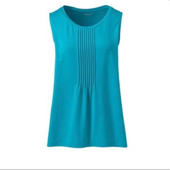 Lands' End Women's Lightweight Pleat Front Tank seafoam green color, M